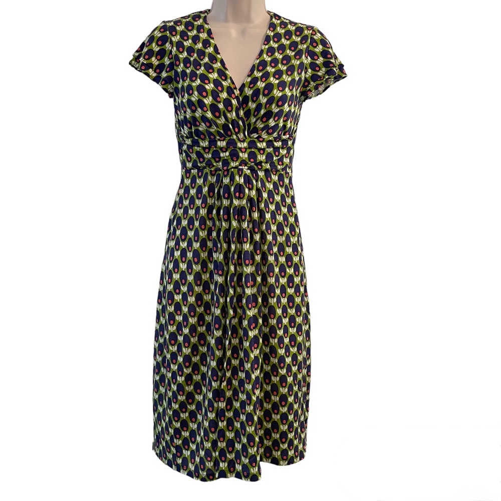 Boden Floaty Silky Jersey Dress 2 R Moss Bud Green Lyocell WH326